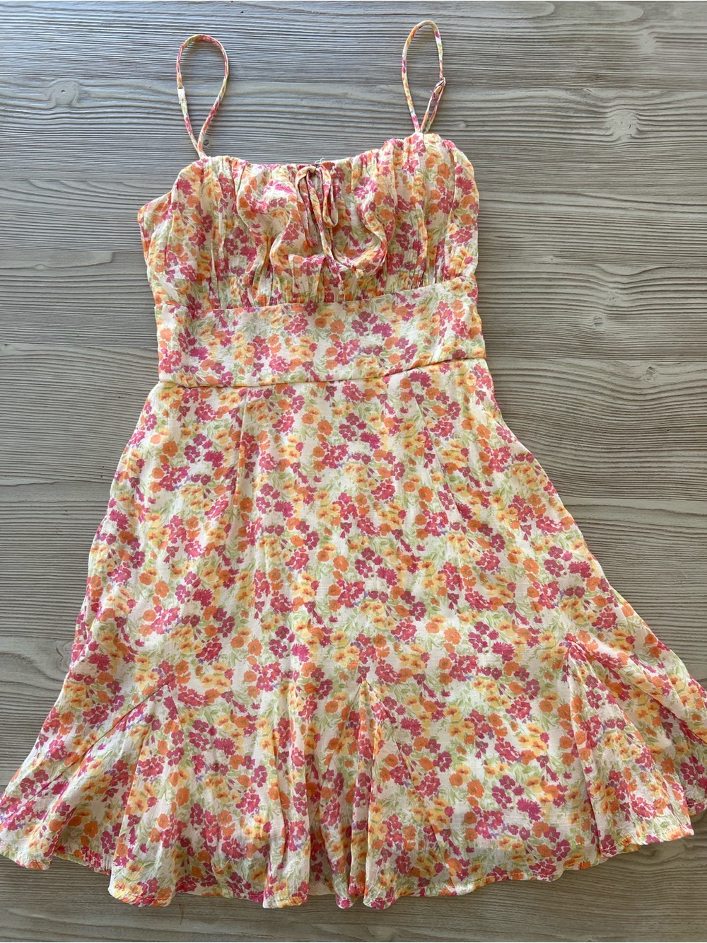 miami Floral Mini Dress in Cream, Pink & Orange